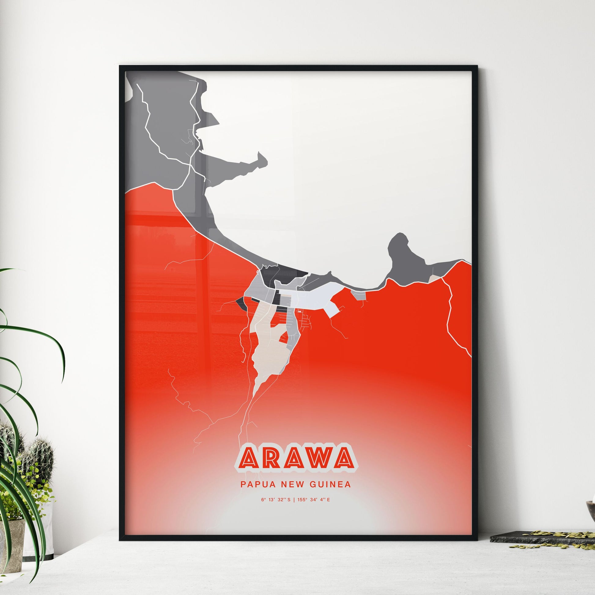 Colorful ARAWA PAPUA NEW GUINEA Fine Art Map Modern