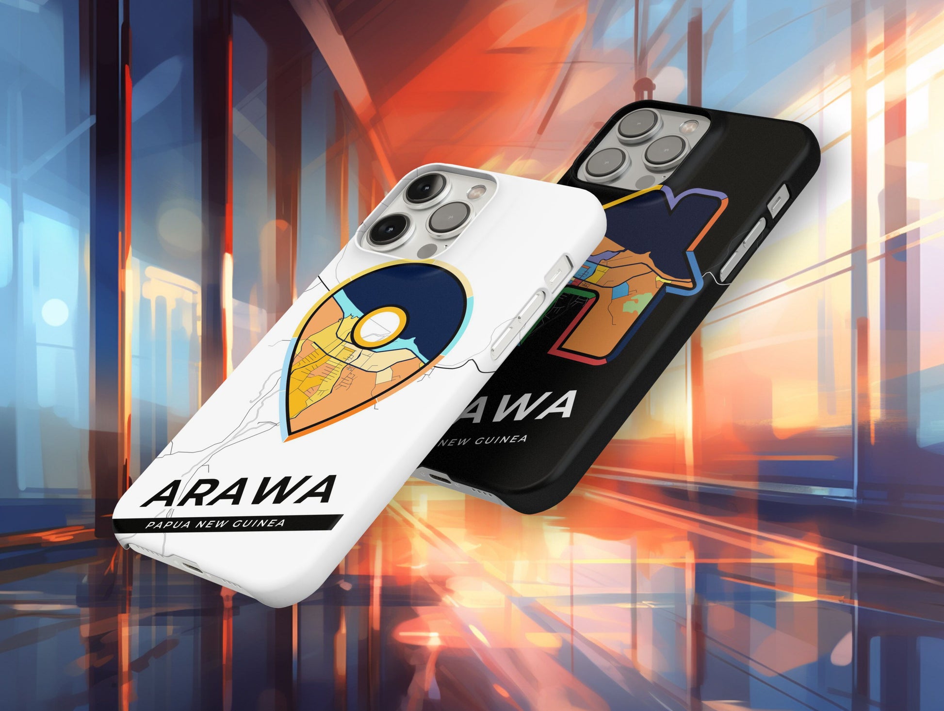 Arawa Papua New Guinea slim phone case with colorful icon. Birthday, wedding or housewarming gift. Couple match cases.