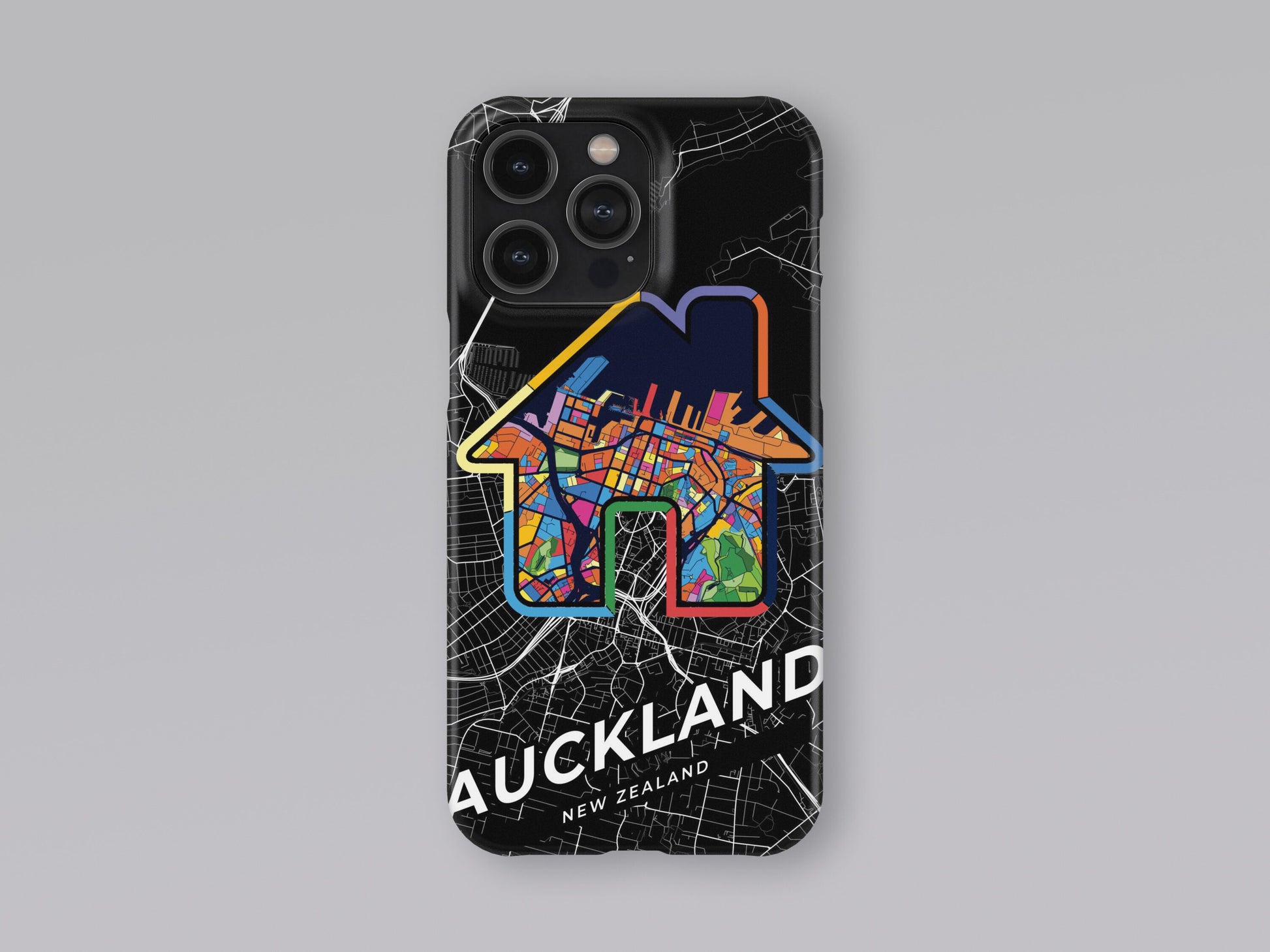 Auckland New Zealand slim phone case with colorful icon. Birthday, wedding or housewarming gift. Couple match cases. 3