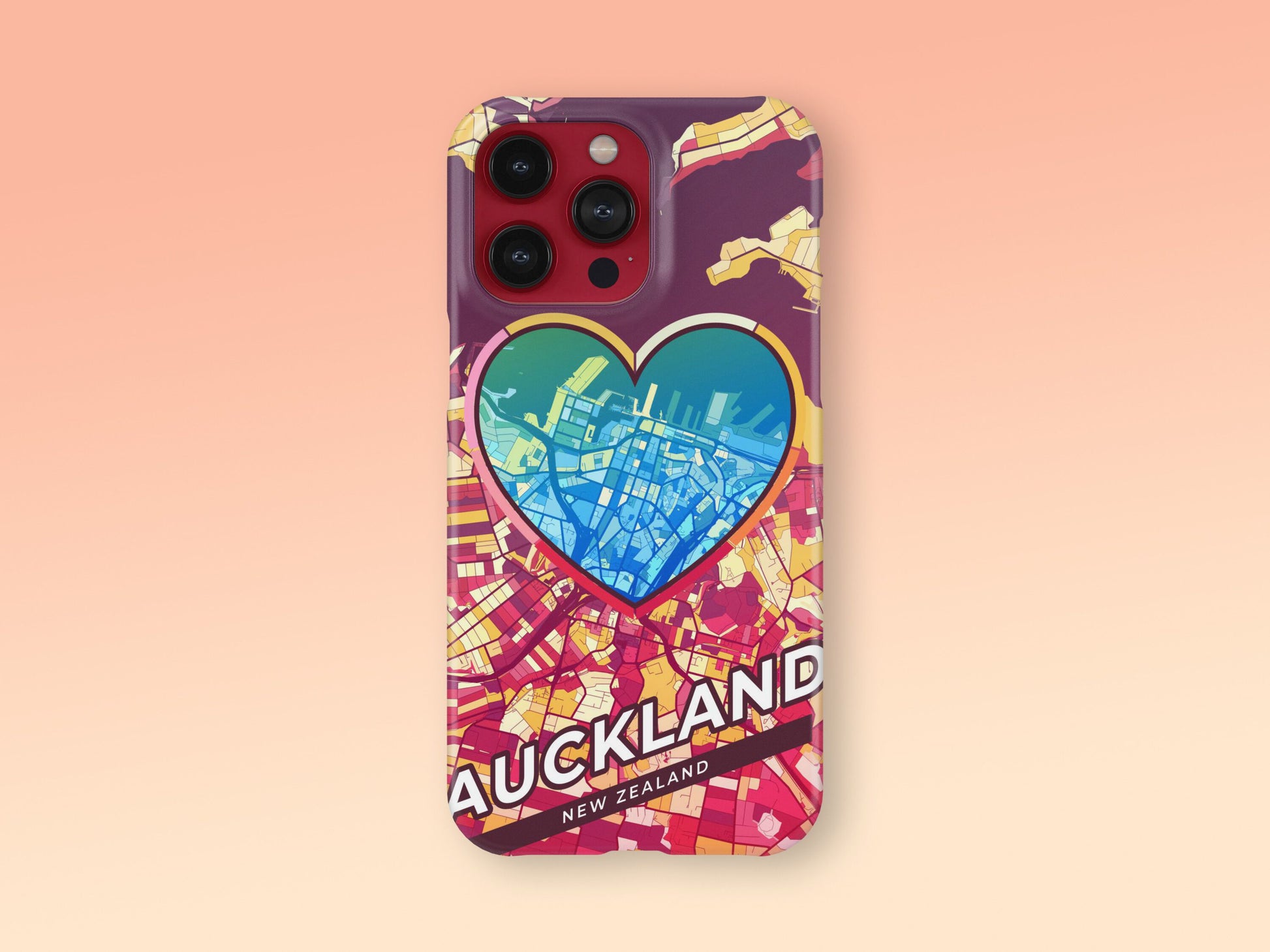 Auckland New Zealand slim phone case with colorful icon. Birthday, wedding or housewarming gift. Couple match cases. 2