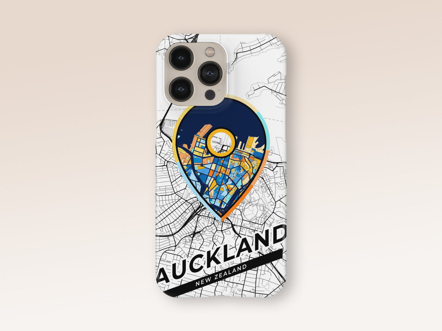 Auckland New Zealand slim phone case with colorful icon. Birthday, wedding or housewarming gift. Couple match cases. 1