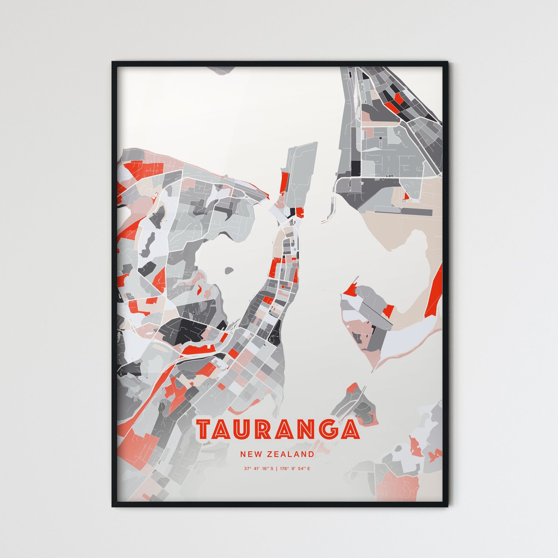 Colorful TAURANGA NEW ZEALAND Fine Art Map Modern