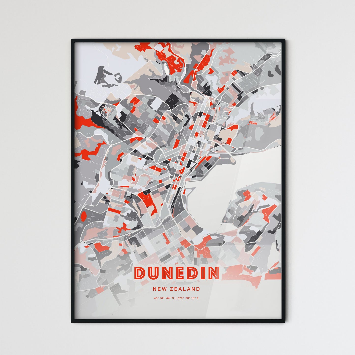 Colorful DUNEDIN NEW ZEALAND Fine Art Map Modern