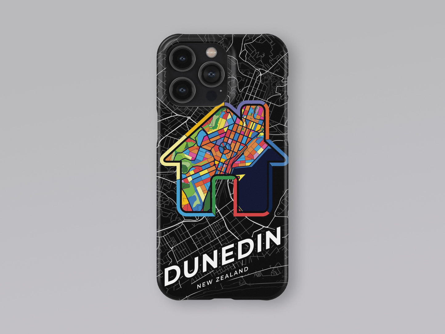Dunedin New Zealand slim phone case with colorful icon. Birthday, wedding or housewarming gift. Couple match cases. 3