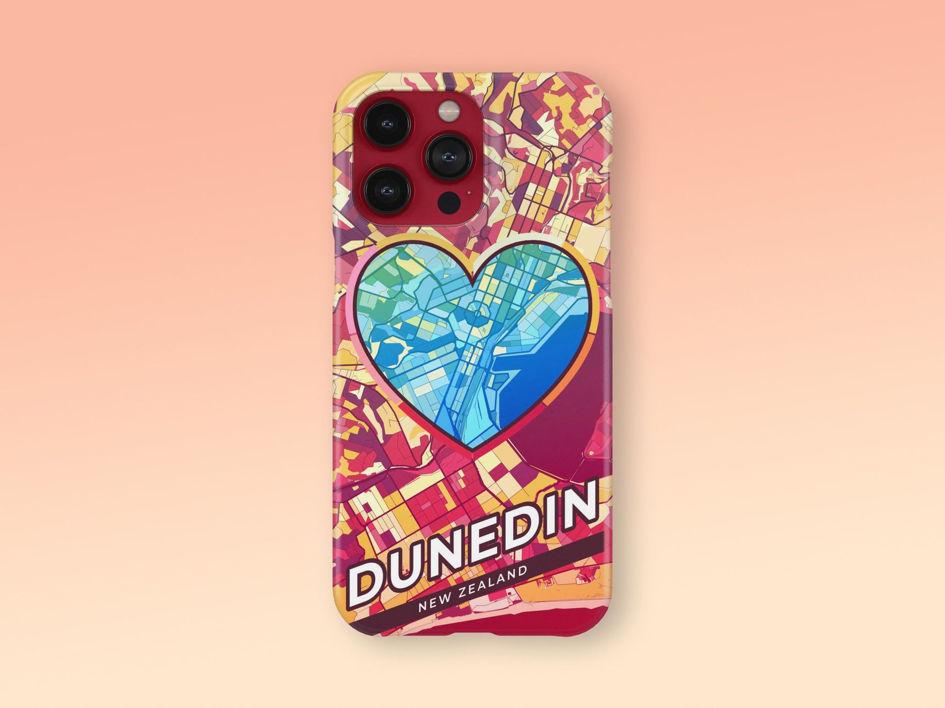 Dunedin New Zealand slim phone case with colorful icon. Birthday, wedding or housewarming gift. Couple match cases. 2
