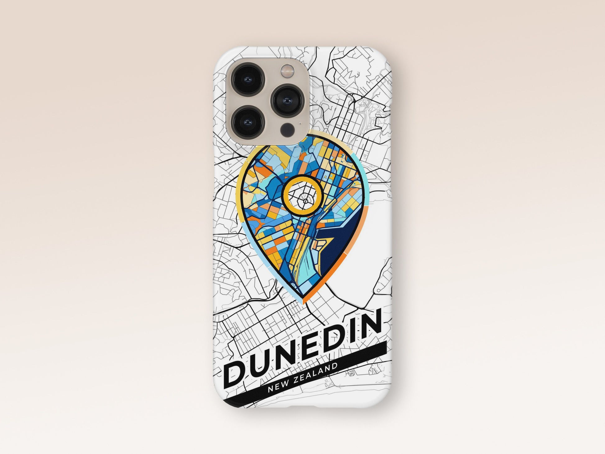 Dunedin New Zealand slim phone case with colorful icon. Birthday, wedding or housewarming gift. Couple match cases. 1