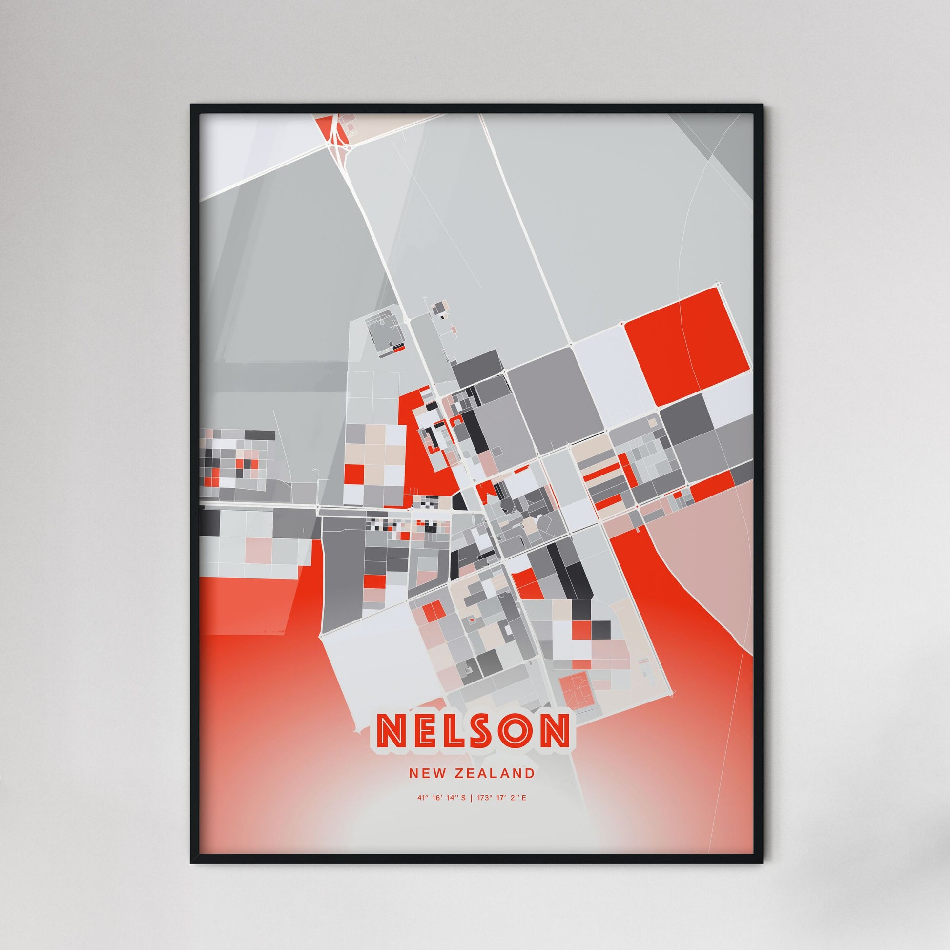 Colorful NELSON NEW ZEALAND Fine Art Map Modern