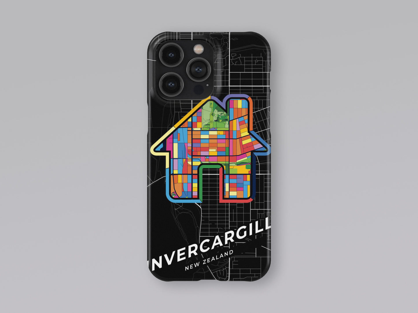Invercargill New Zealand slim phone case with colorful icon. Birthday, wedding or housewarming gift. Couple match cases. 3