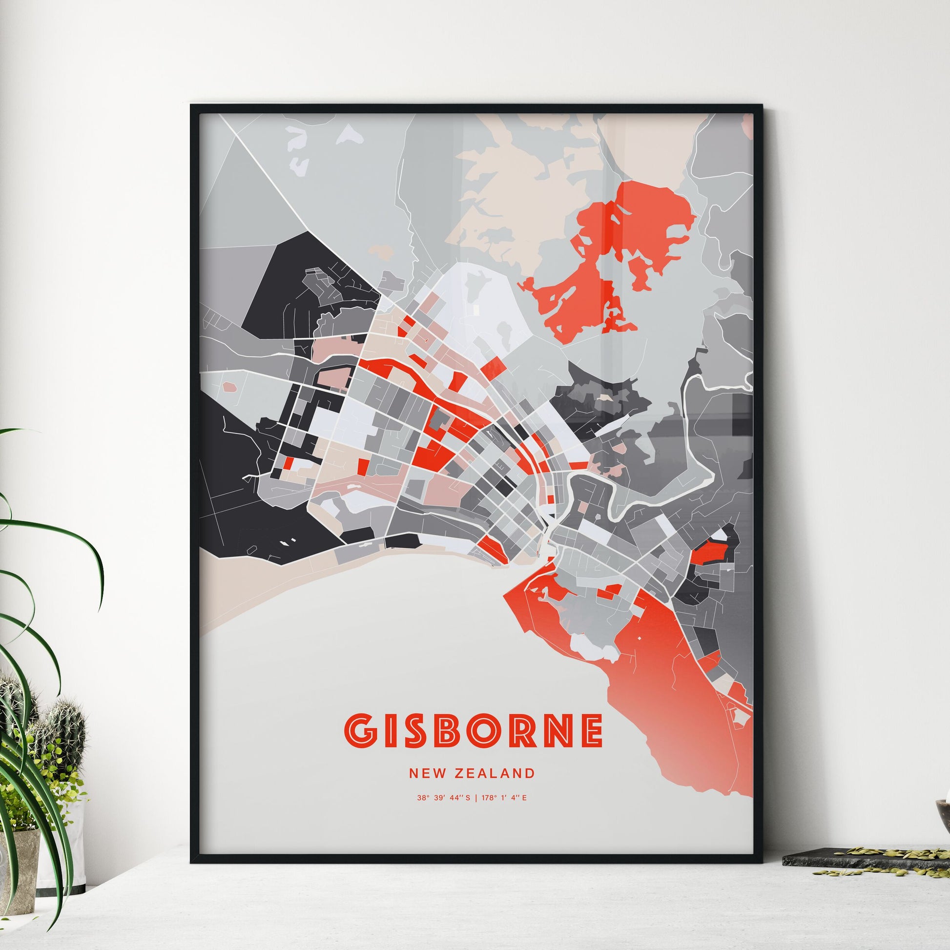 Colorful GISBORNE NEW ZEALAND Fine Art Map Modern