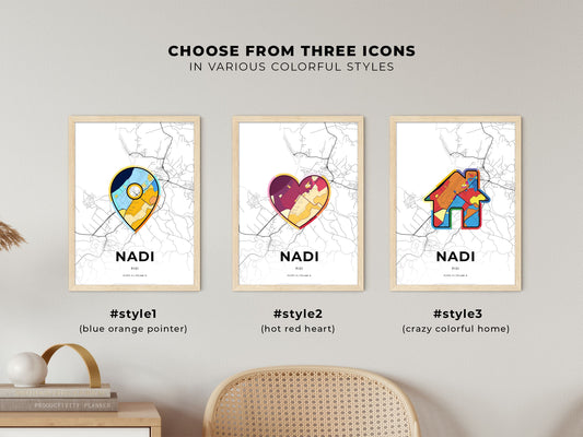 Nadi Fiji maps with colorful icons