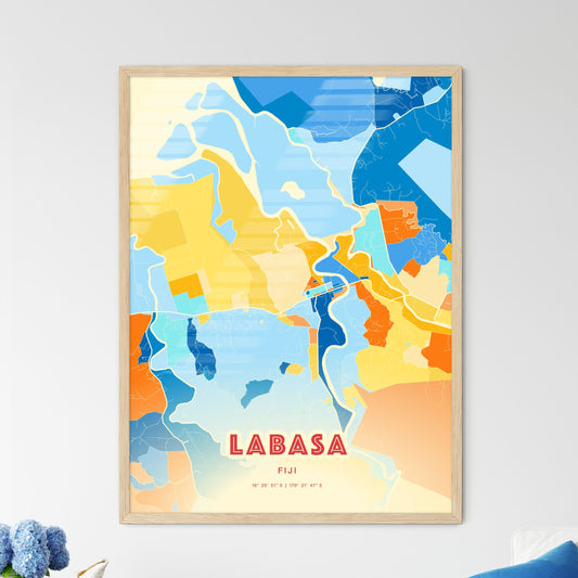 Colorful LABASA FIJI Fine Art Map Blue Orange