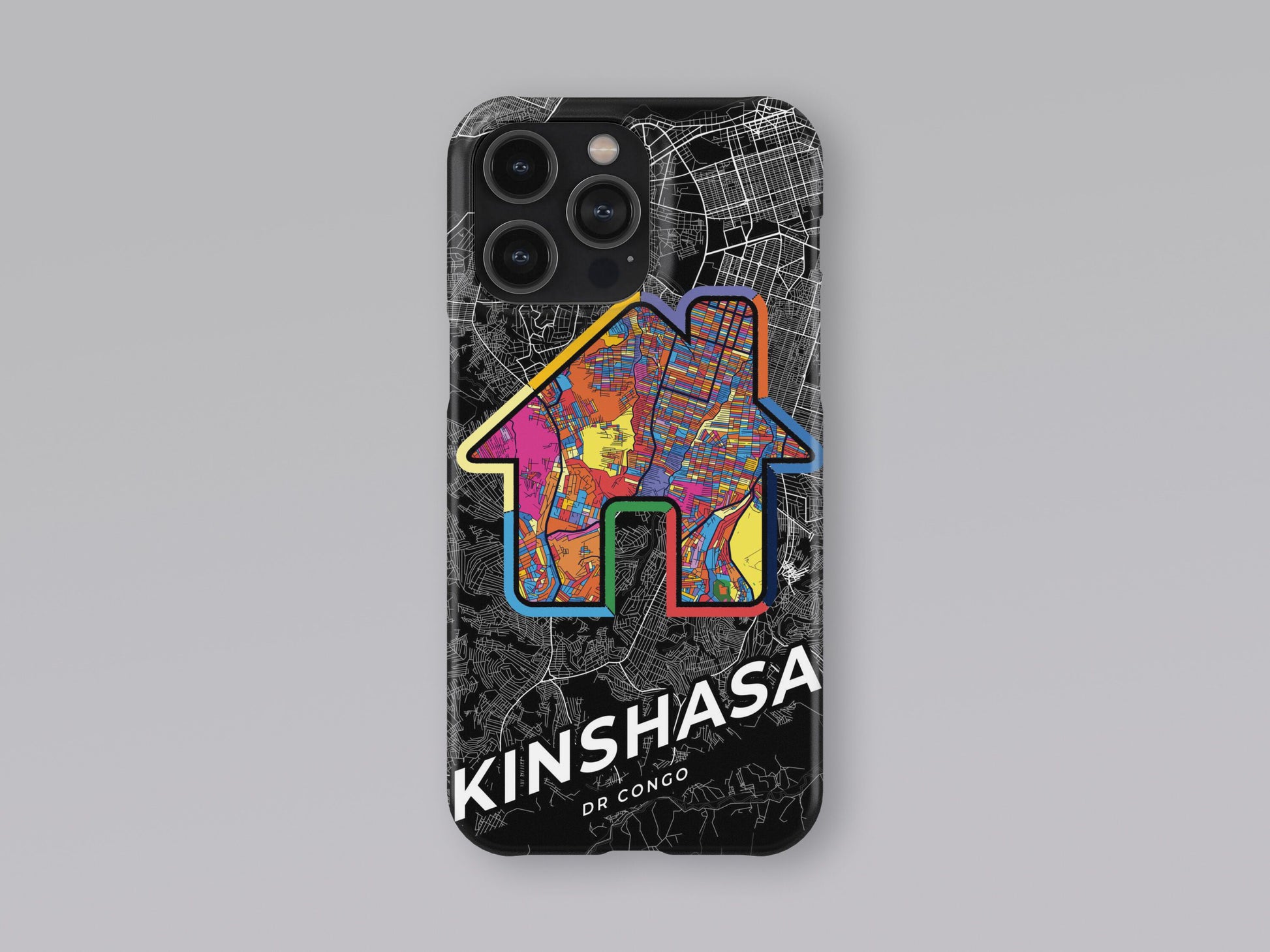 Kinshasa Dr Congo slim phone case with colorful icon. Birthday, wedding or housewarming gift. Couple match cases. 3