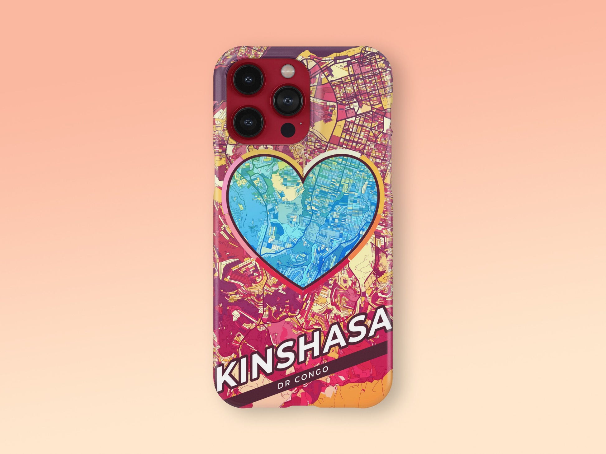 Kinshasa Dr Congo slim phone case with colorful icon. Birthday, wedding or housewarming gift. Couple match cases. 2
