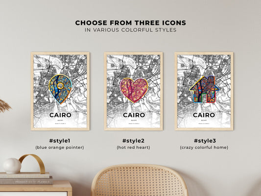 Cairo Egypt maps with colorful icons