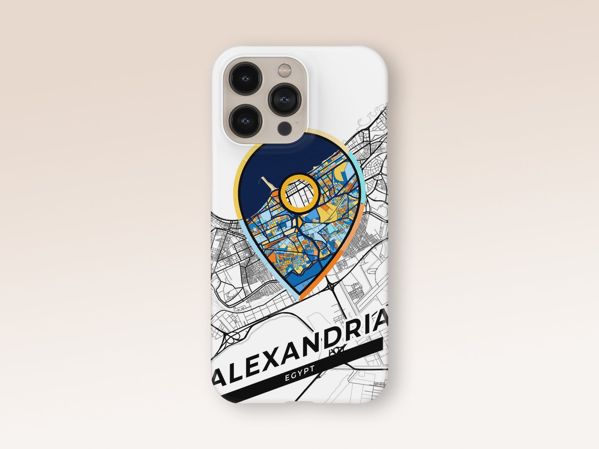 Alexandria Egypt slim phone case with colorful icon. Birthday, wedding or housewarming gift. Couple match cases. 1