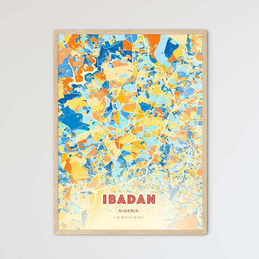 Colorful Ibadan Nigeria Fine Art Map Blue Orange