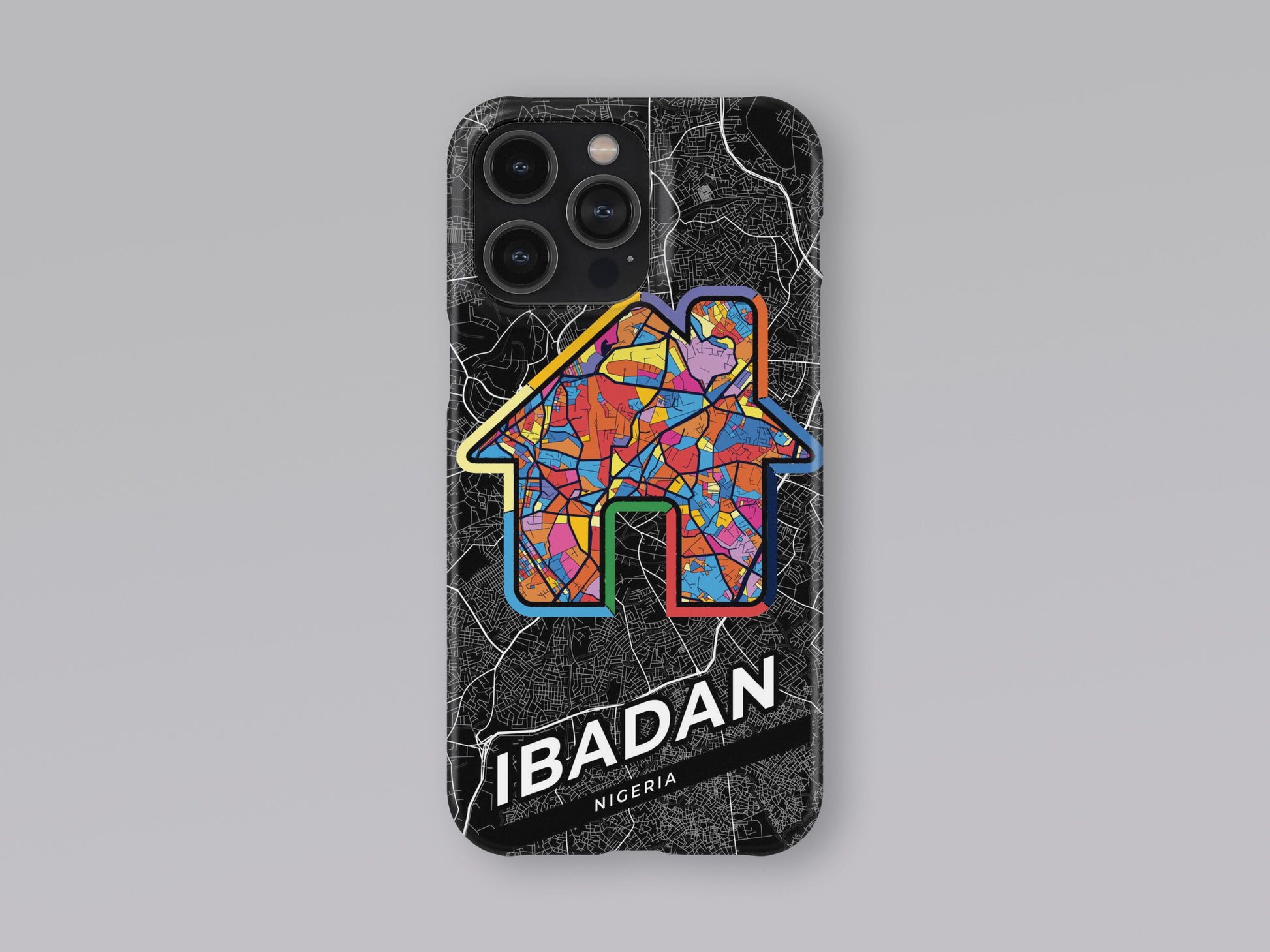 Ibadan Nigeria slim phone case with colorful icon. Birthday, wedding or housewarming gift. Couple match cases. 3
