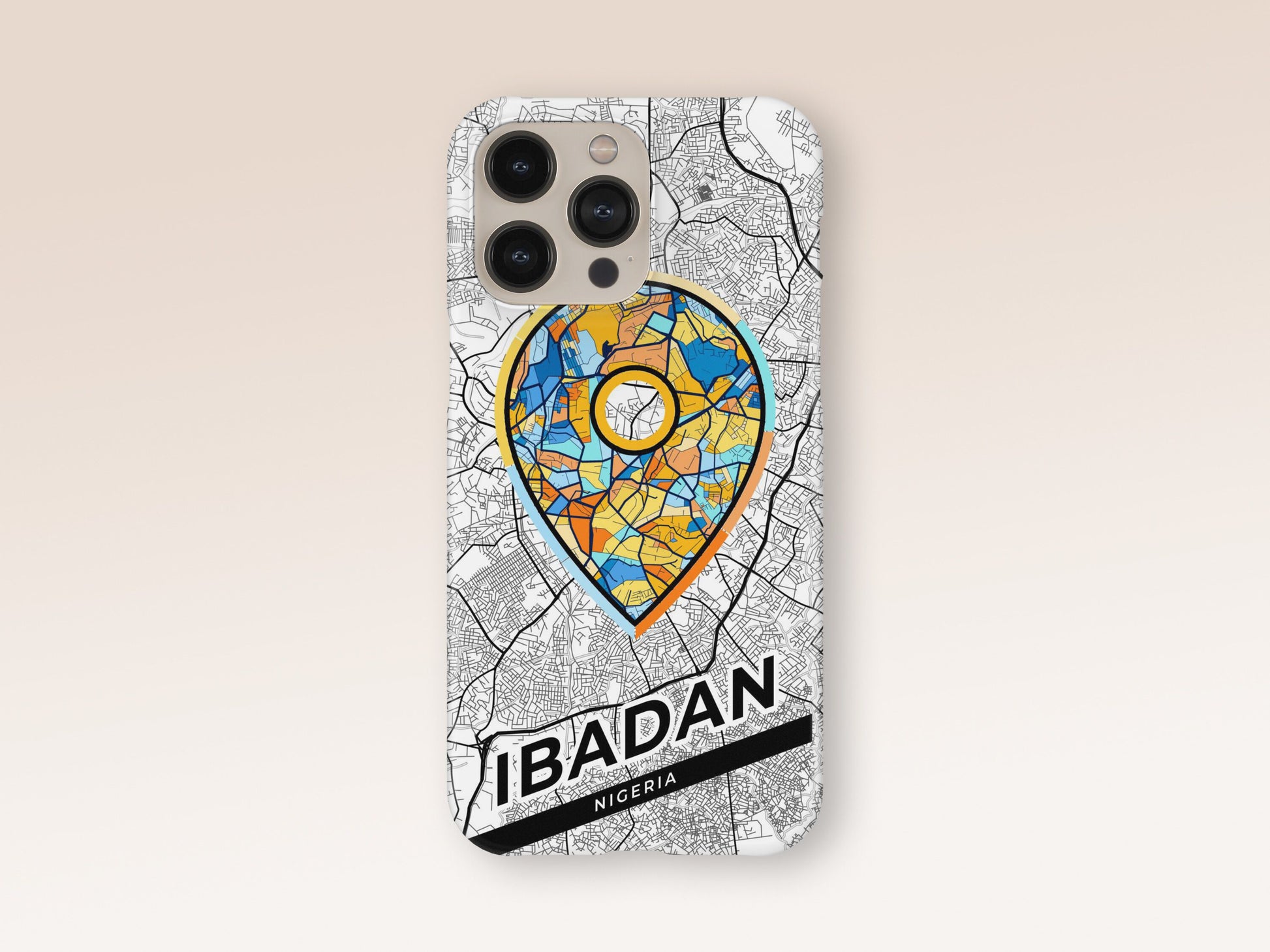 Ibadan Nigeria slim phone case with colorful icon. Birthday, wedding or housewarming gift. Couple match cases. 1