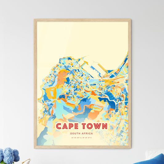 Colorful CAPE TOWN SOUTH AFRICA Fine Art Map Blue Orange