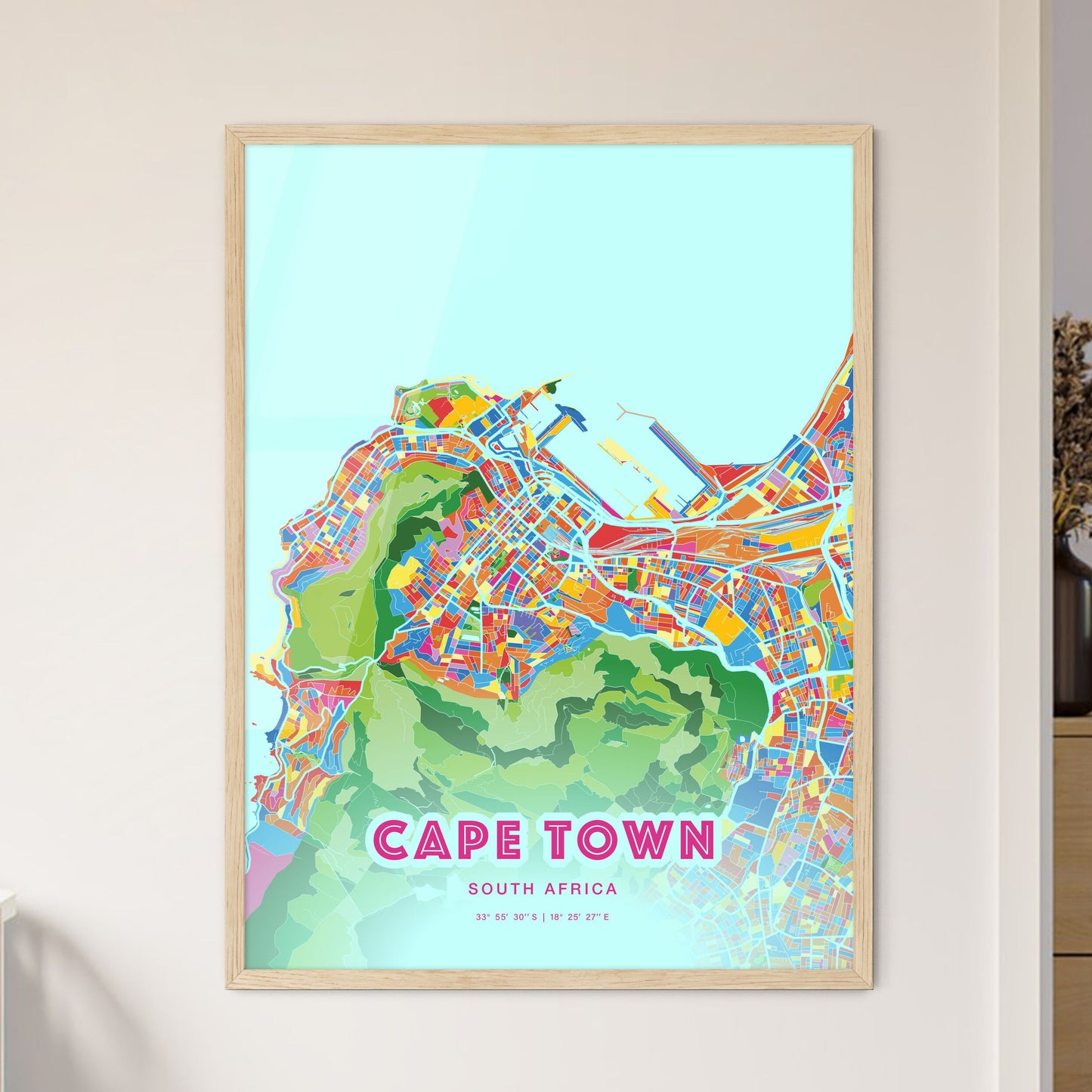 Colorful CAPE TOWN SOUTH AFRICA Fine Art Map Crazy Colors