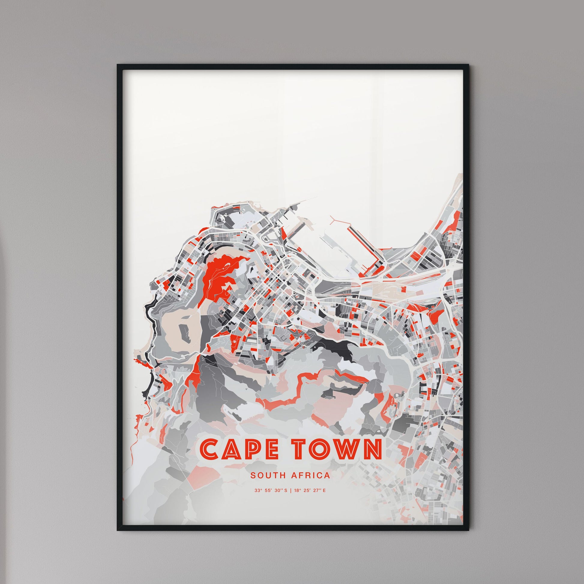 Colorful CAPE TOWN SOUTH AFRICA Fine Art Map Modern