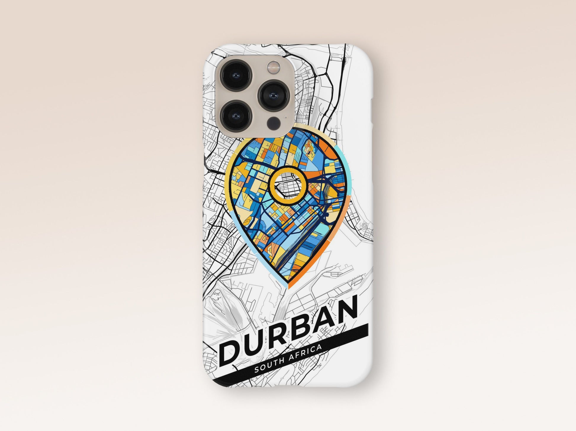Durban South Africa slim phone case with colorful icon. Birthday, wedding or housewarming gift. Couple match cases. 1