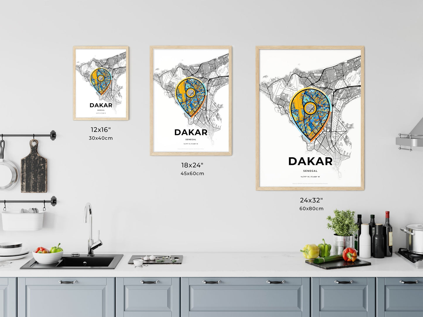 Dakar Senegal art map size chart