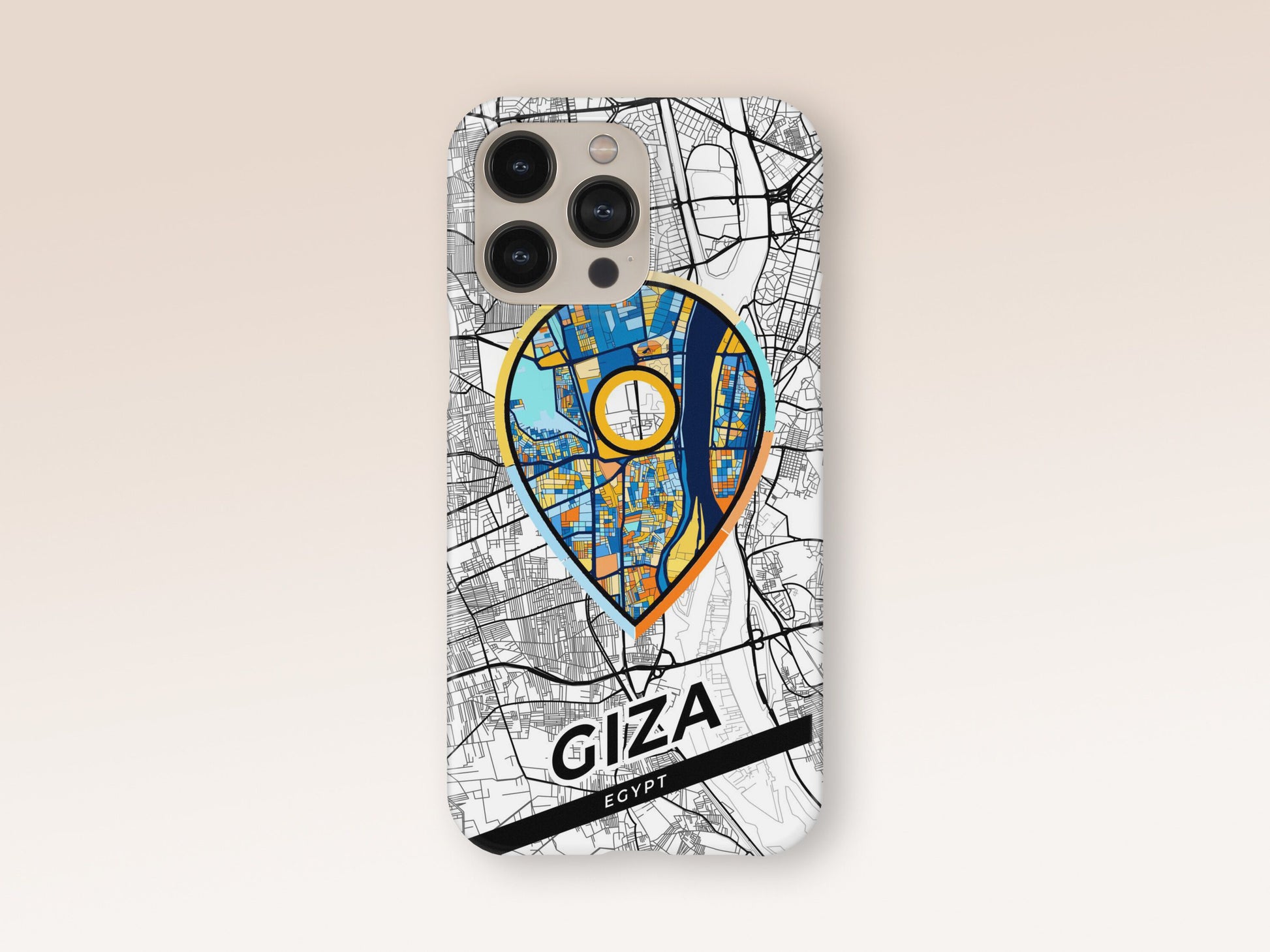 Giza Egypt slim phone case with colorful icon. Birthday, wedding or housewarming gift. Couple match cases. 1