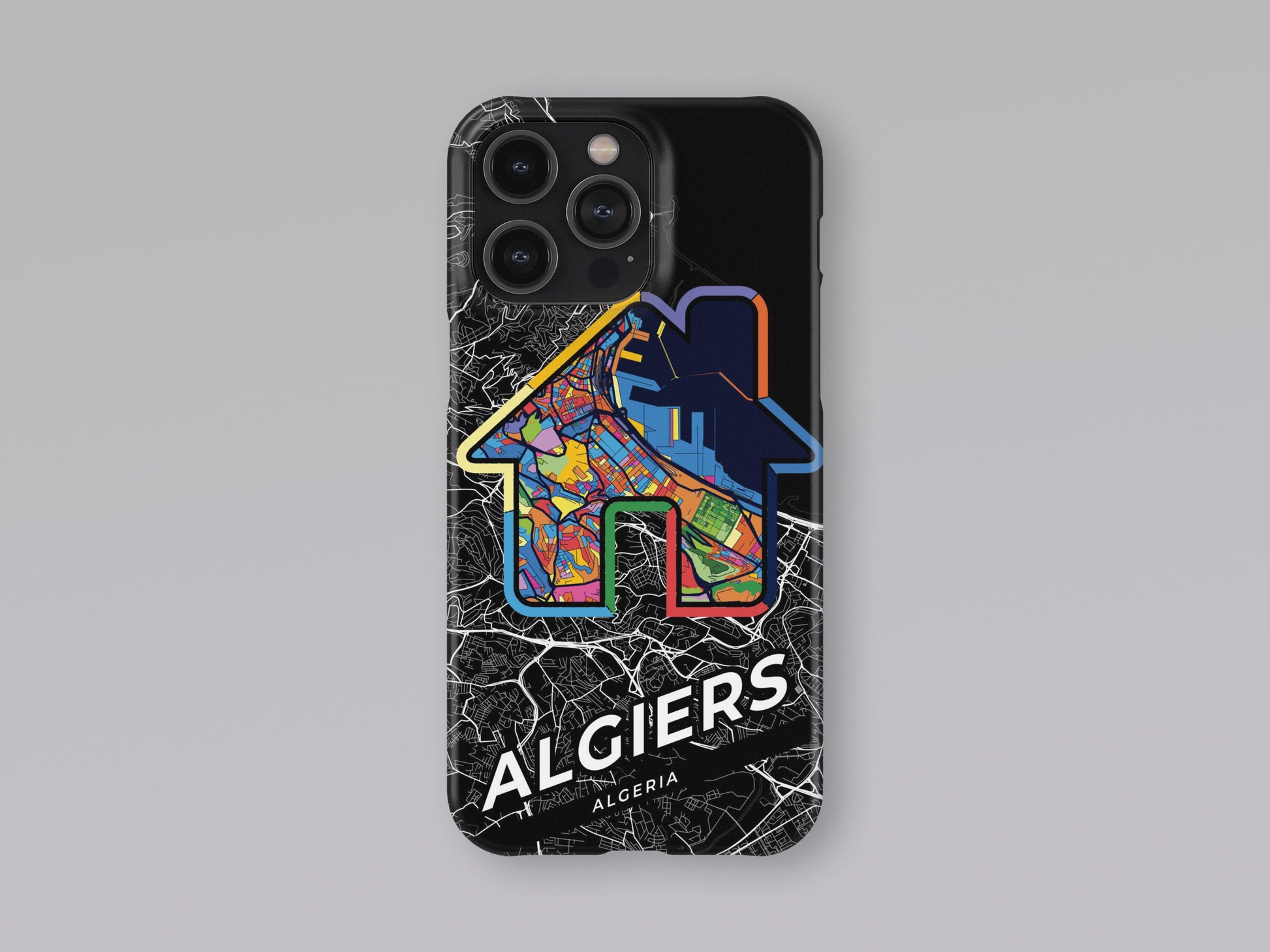 Algiers Algeria slim phone case with colorful icon. Birthday, wedding or housewarming gift. Couple match cases. 3
