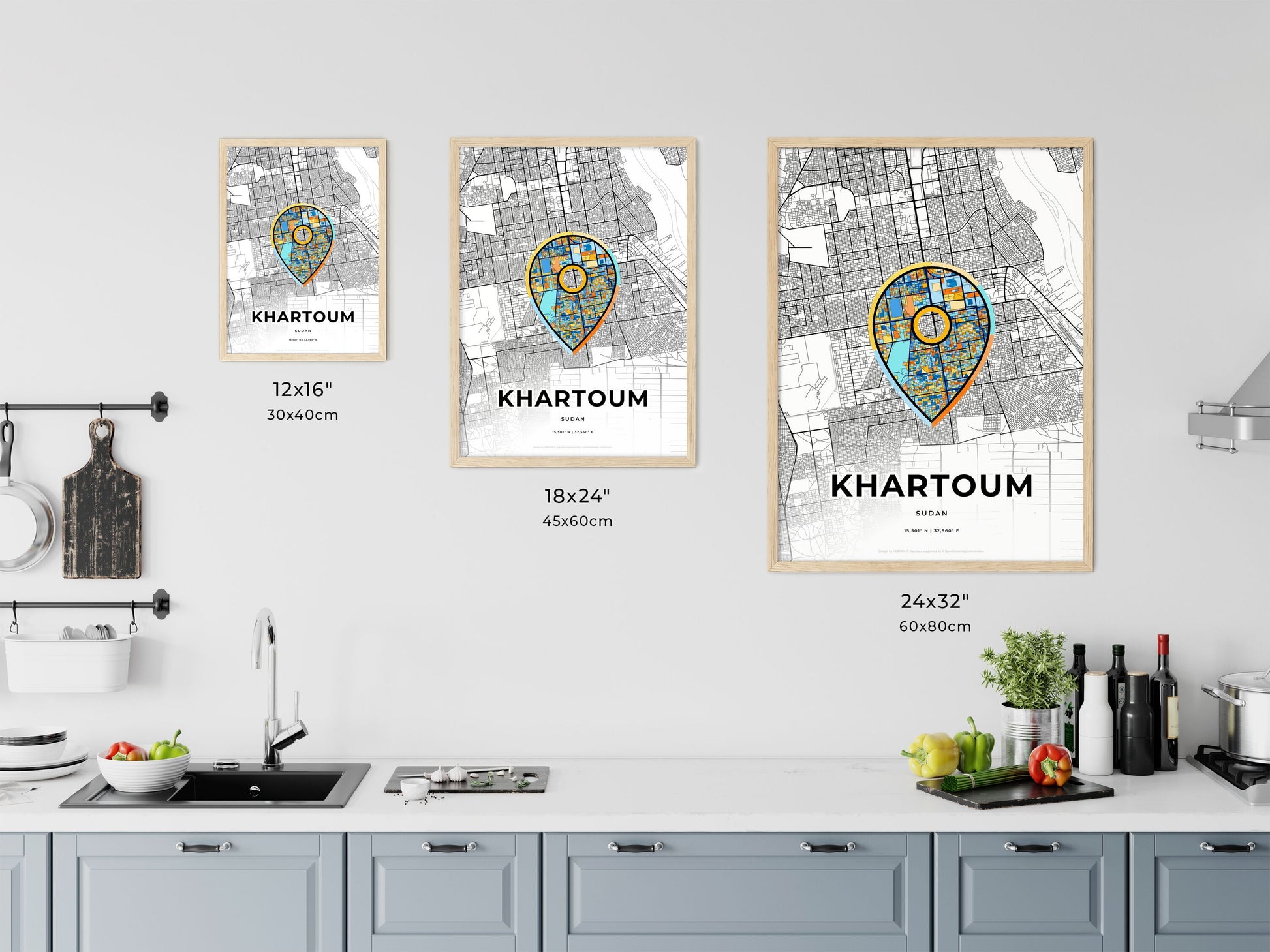 Khartoum Sudan art map size chart