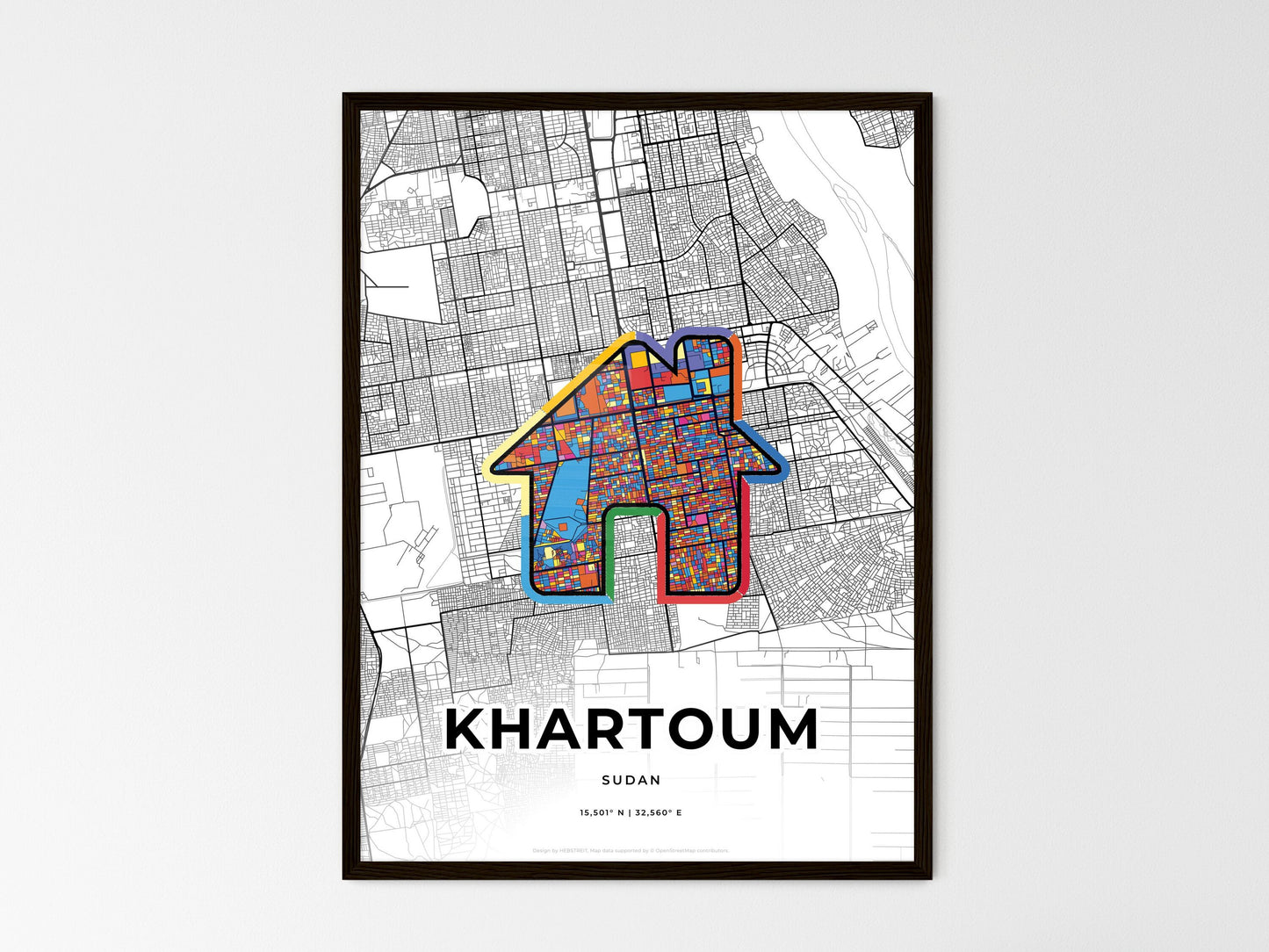 Khartoum Sudan wedding art map with home icon