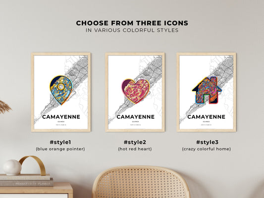Camayenne Guinea maps with colorful icons