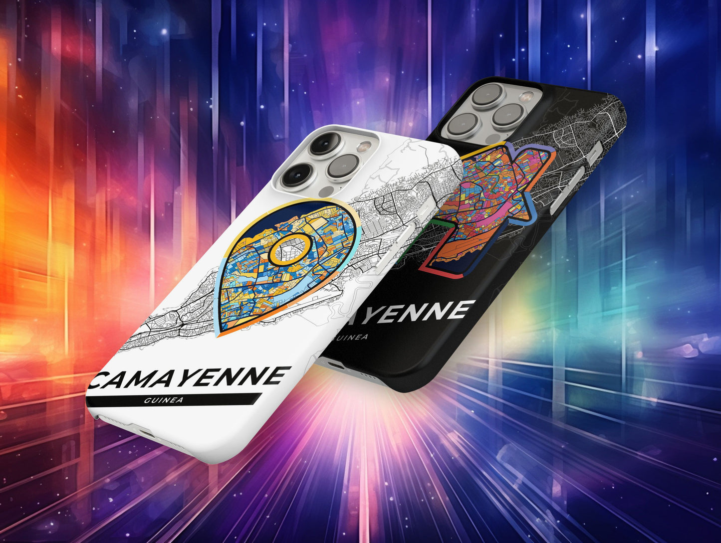 Camayenne Guinea slim phone case with colorful icon. Birthday, wedding or housewarming gift. Couple match cases.