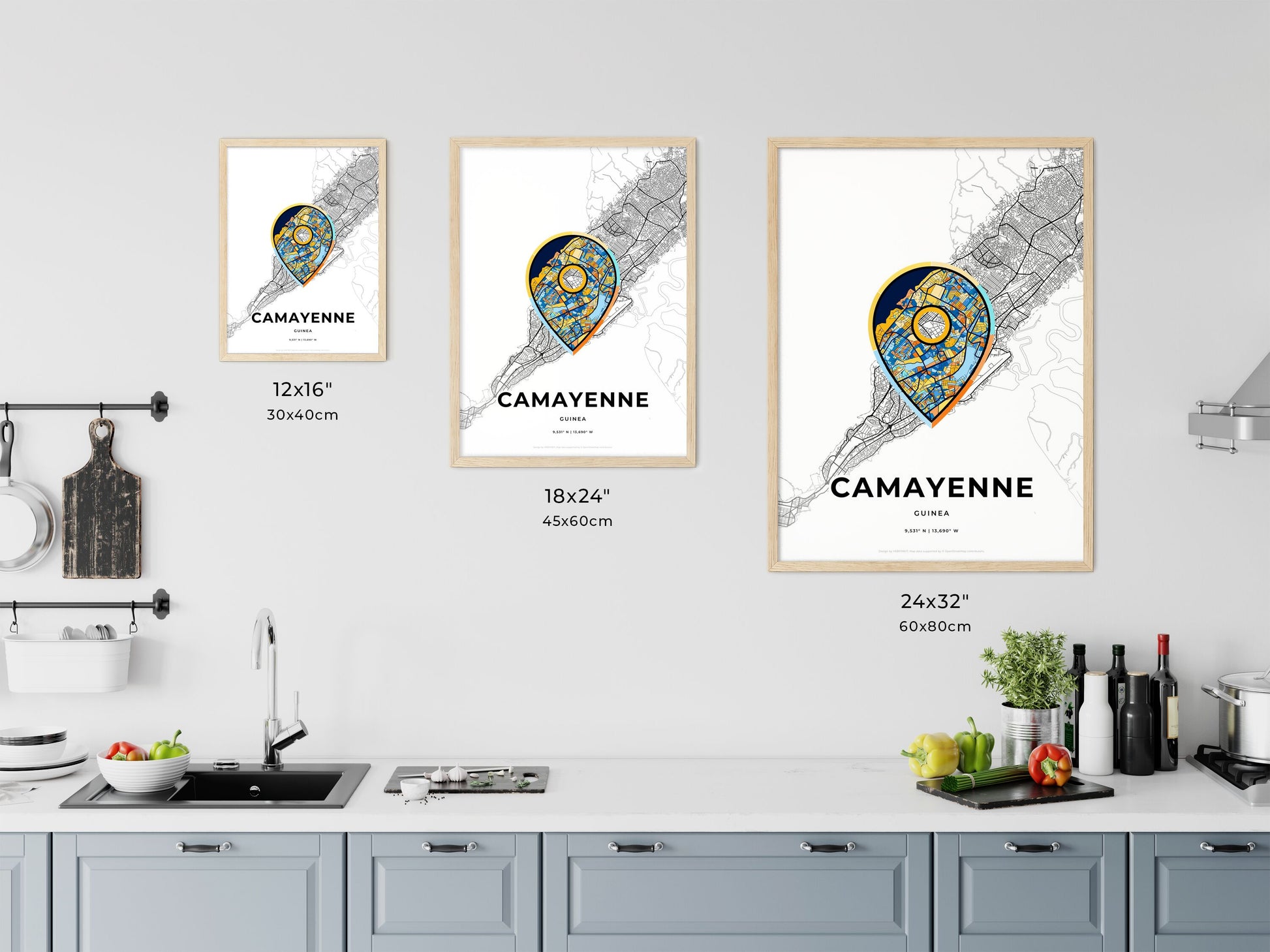 Camayenne Guinea art map size chart