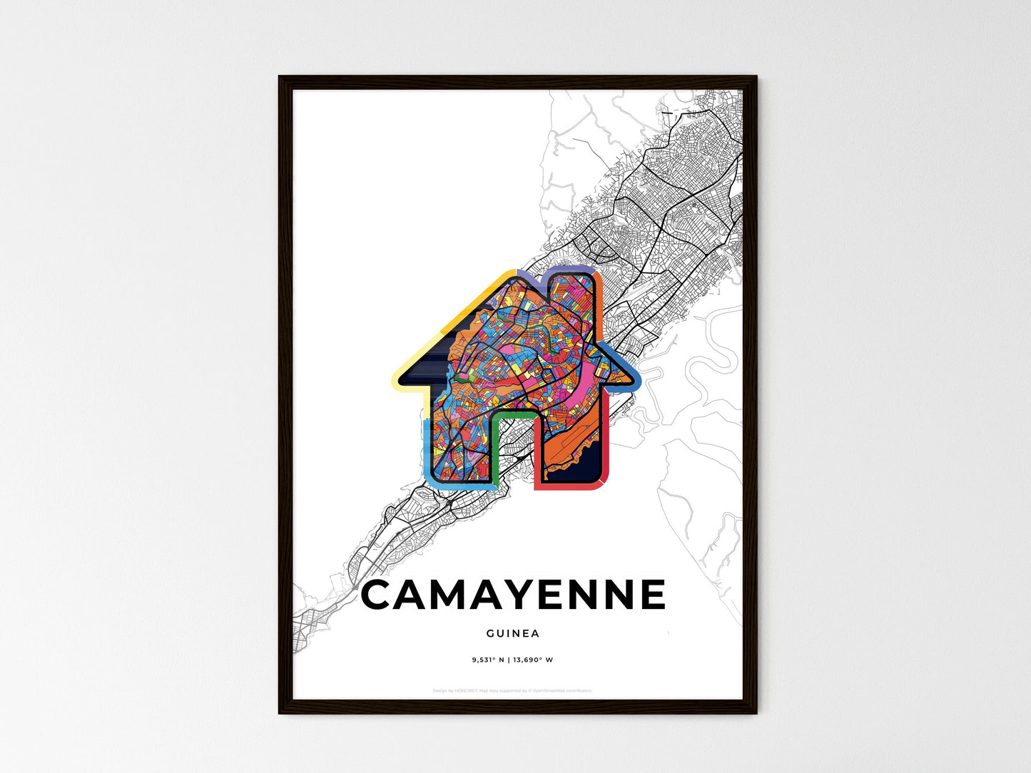 Camayenne Guinea wedding art map with home icon