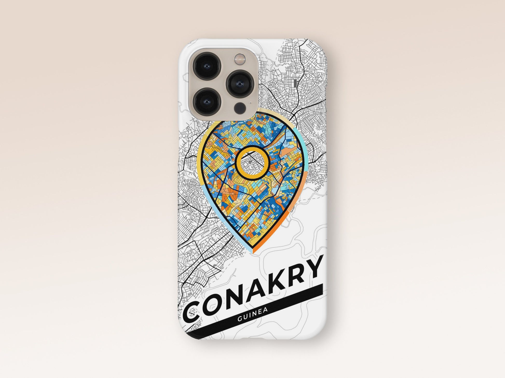 Conakry Guinea slim phone case with colorful icon. Birthday, wedding or housewarming gift. Couple match cases. 1