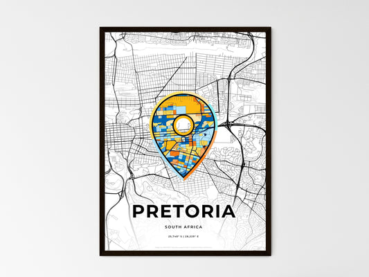 Pretoria South Africa wedding art map with pointer icon