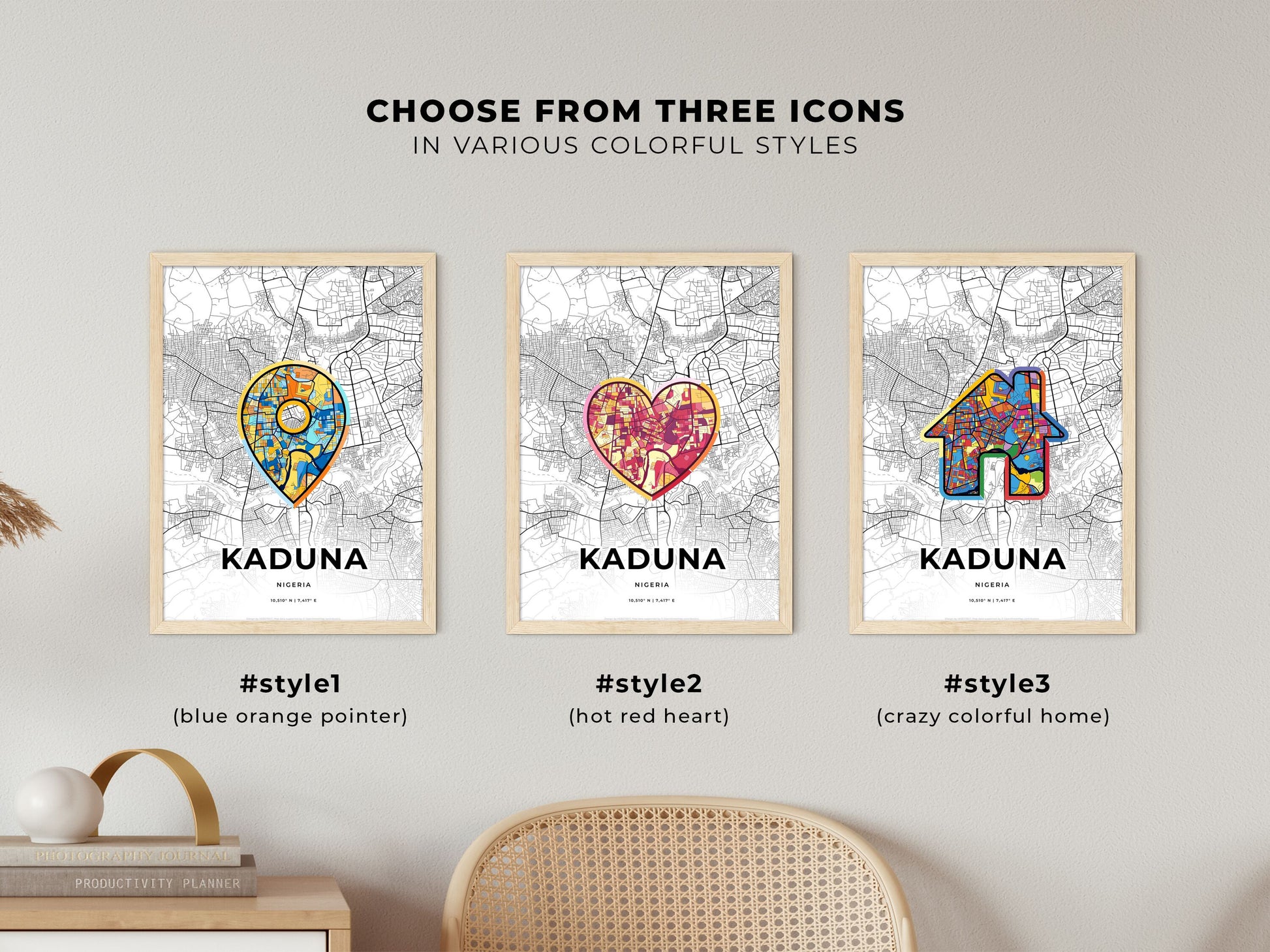 Kaduna Nigeria maps with colorful icons