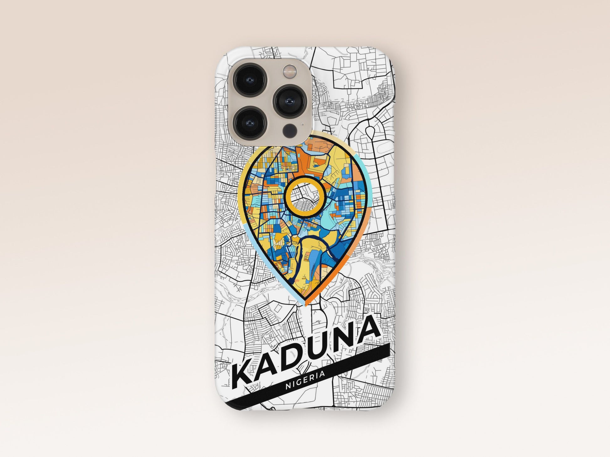 Kaduna Nigeria slim phone case with colorful icon. Birthday, wedding or housewarming gift. Couple match cases. 1