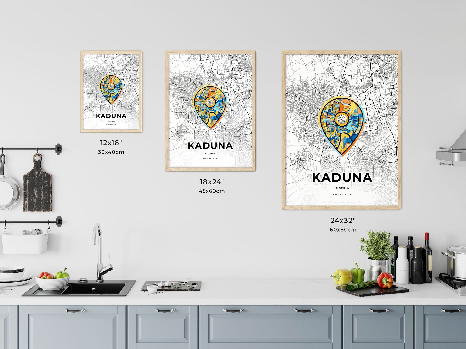 Kaduna Nigeria art map size chart