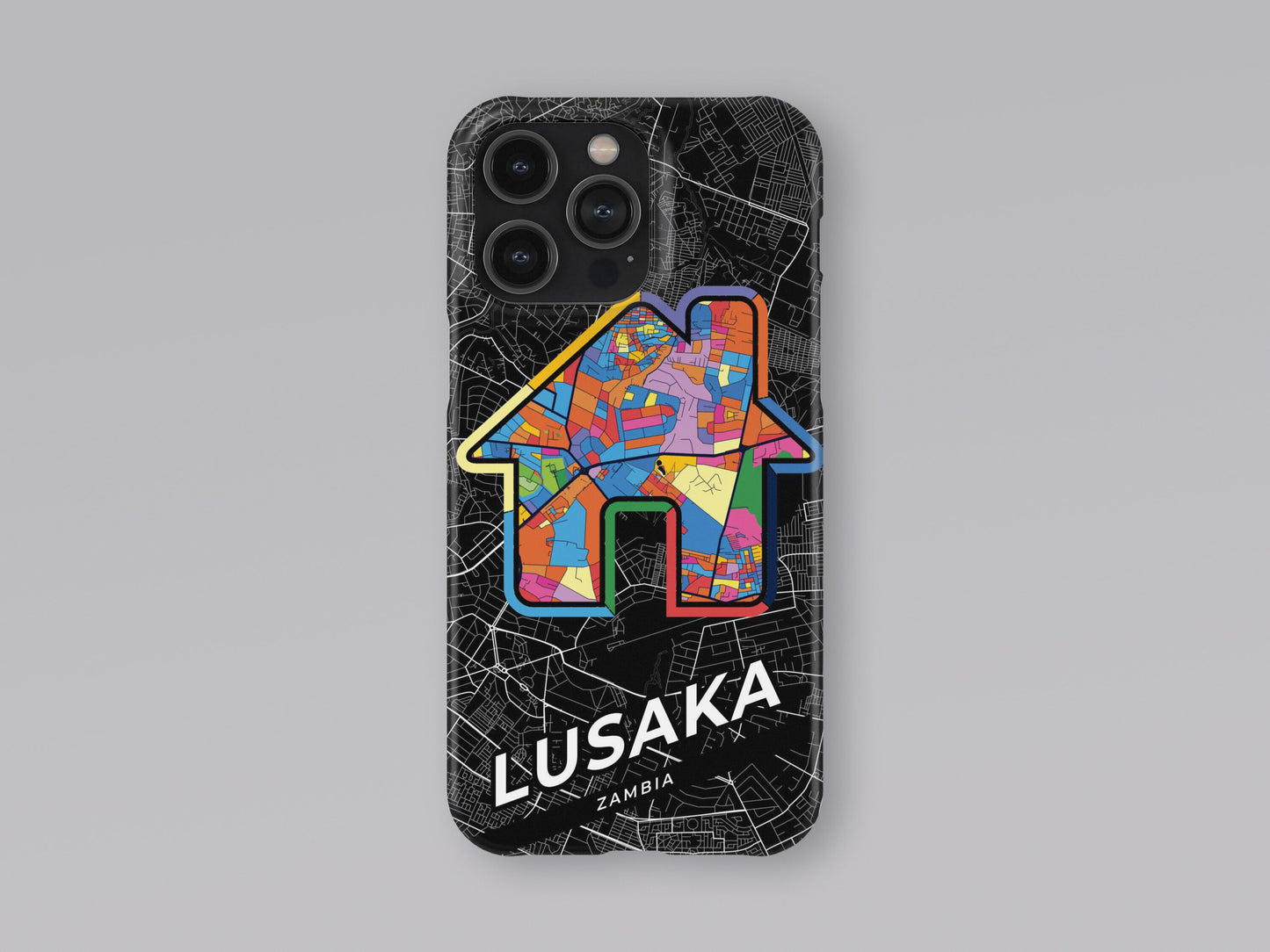 Lusaka Zambia slim phone case with colorful icon. Birthday, wedding or housewarming gift. Couple match cases. 3