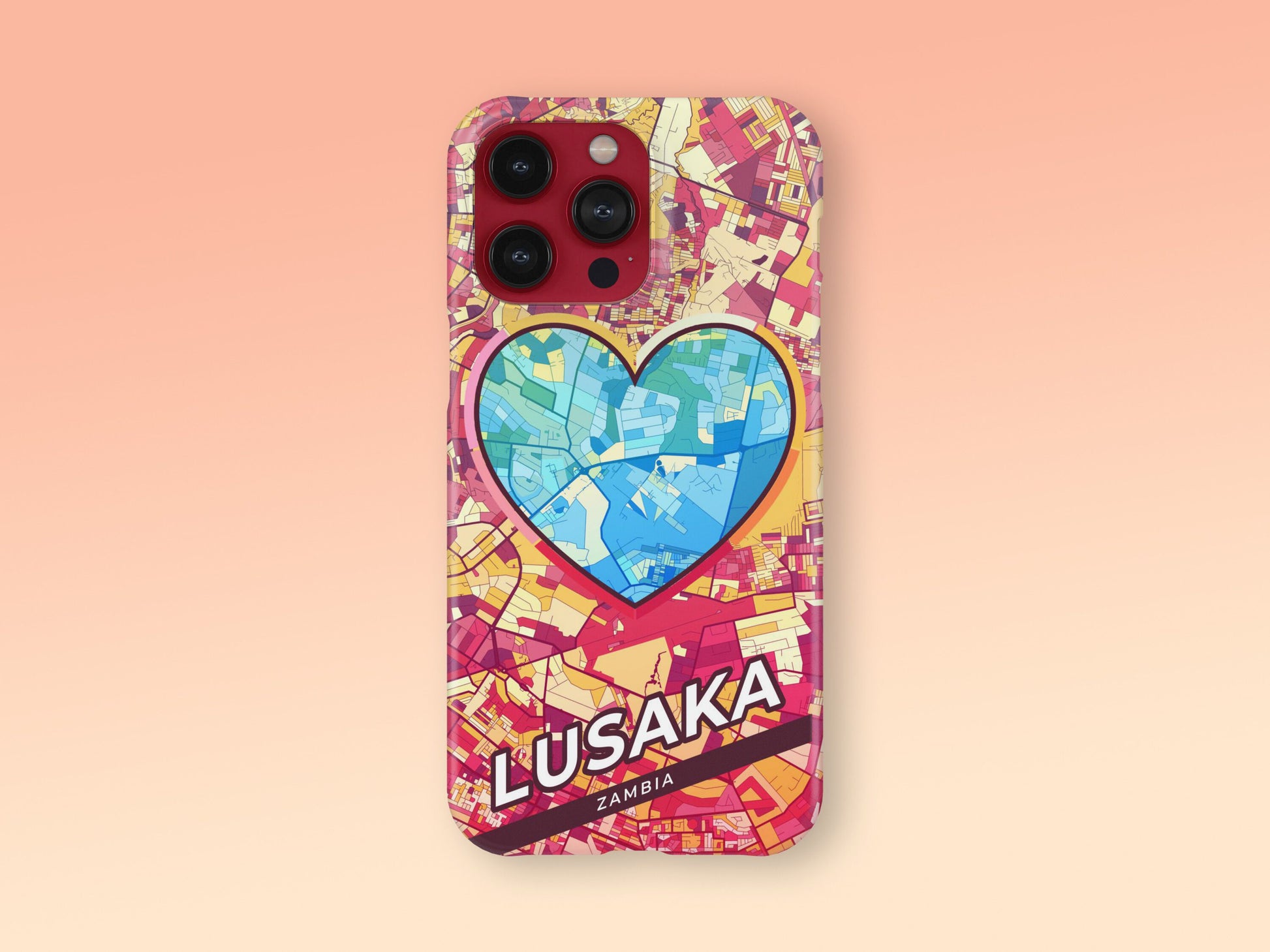Lusaka Zambia slim phone case with colorful icon. Birthday, wedding or housewarming gift. Couple match cases. 2