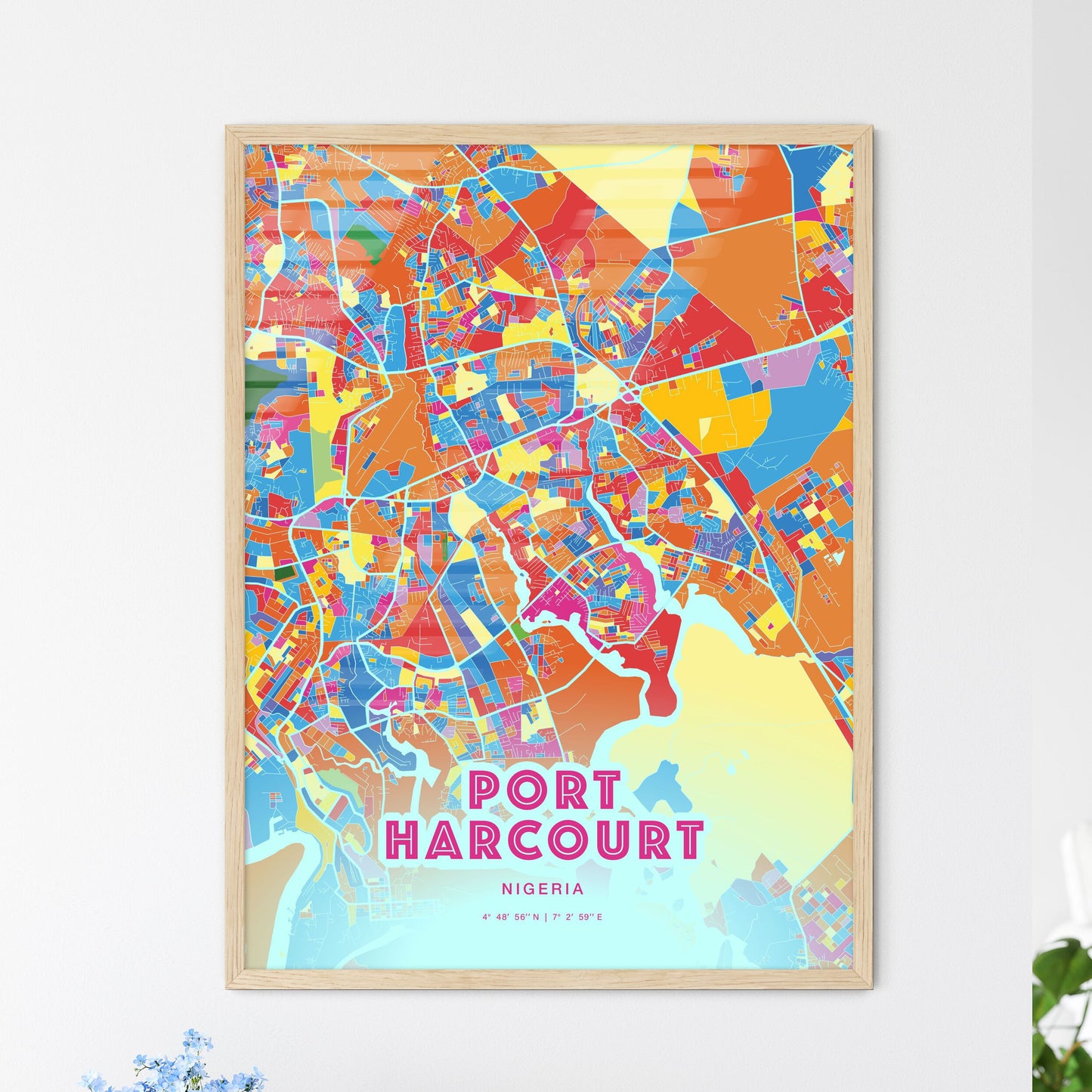 Colorful PORT HARCOURT NIGERIA Fine Art Map Crazy Colors