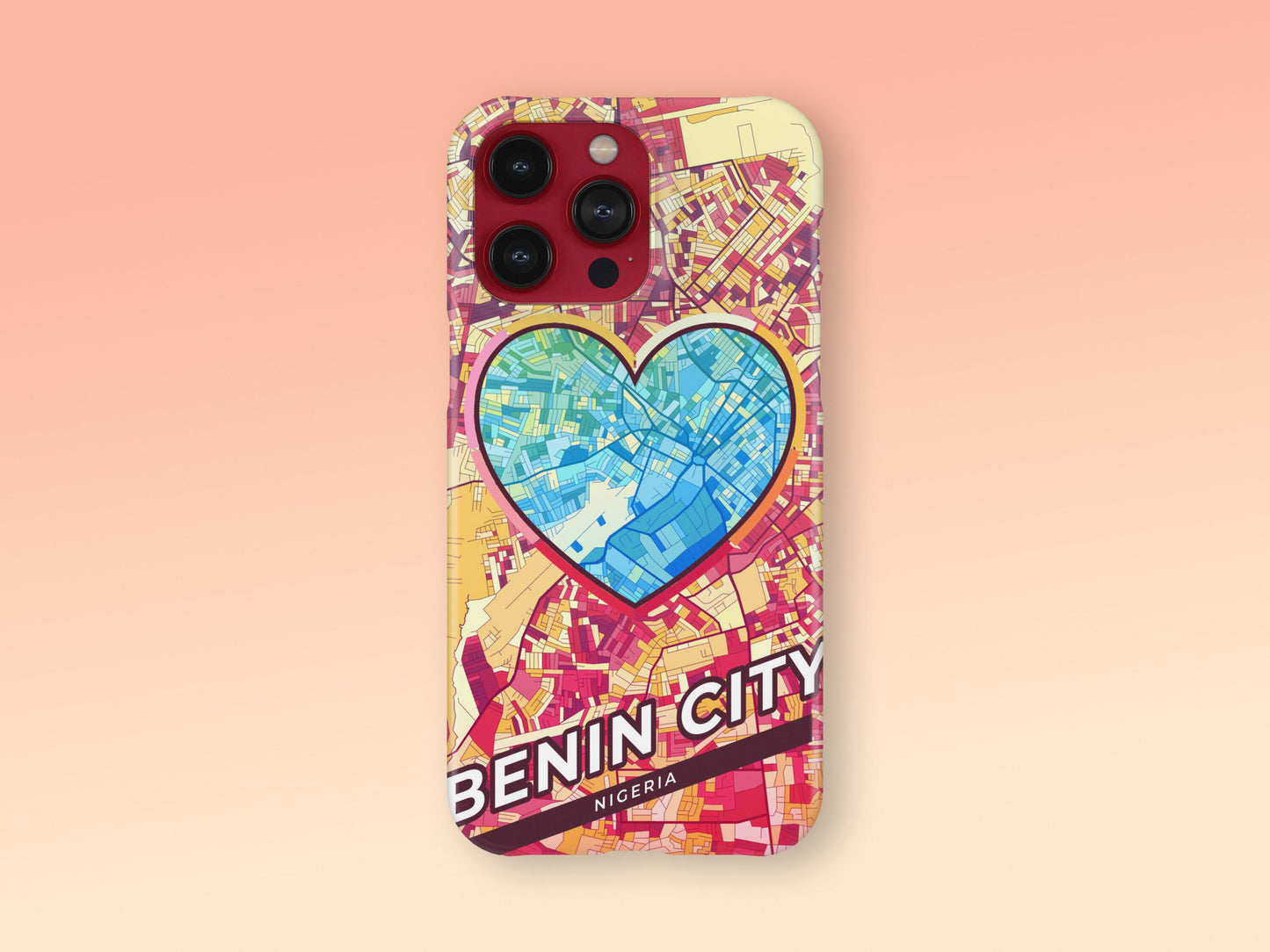 Benin City Nigeria slim phone case with colorful icon. Birthday, wedding or housewarming gift. Couple match cases. 2