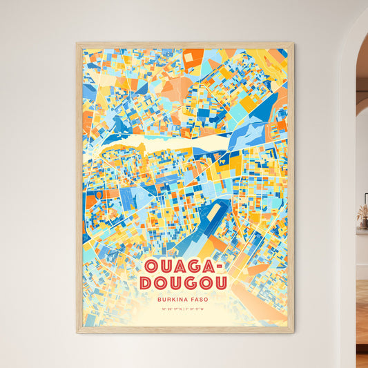 Colorful Ouagadougou Burkina Faso Fine Art Map Blue Orange