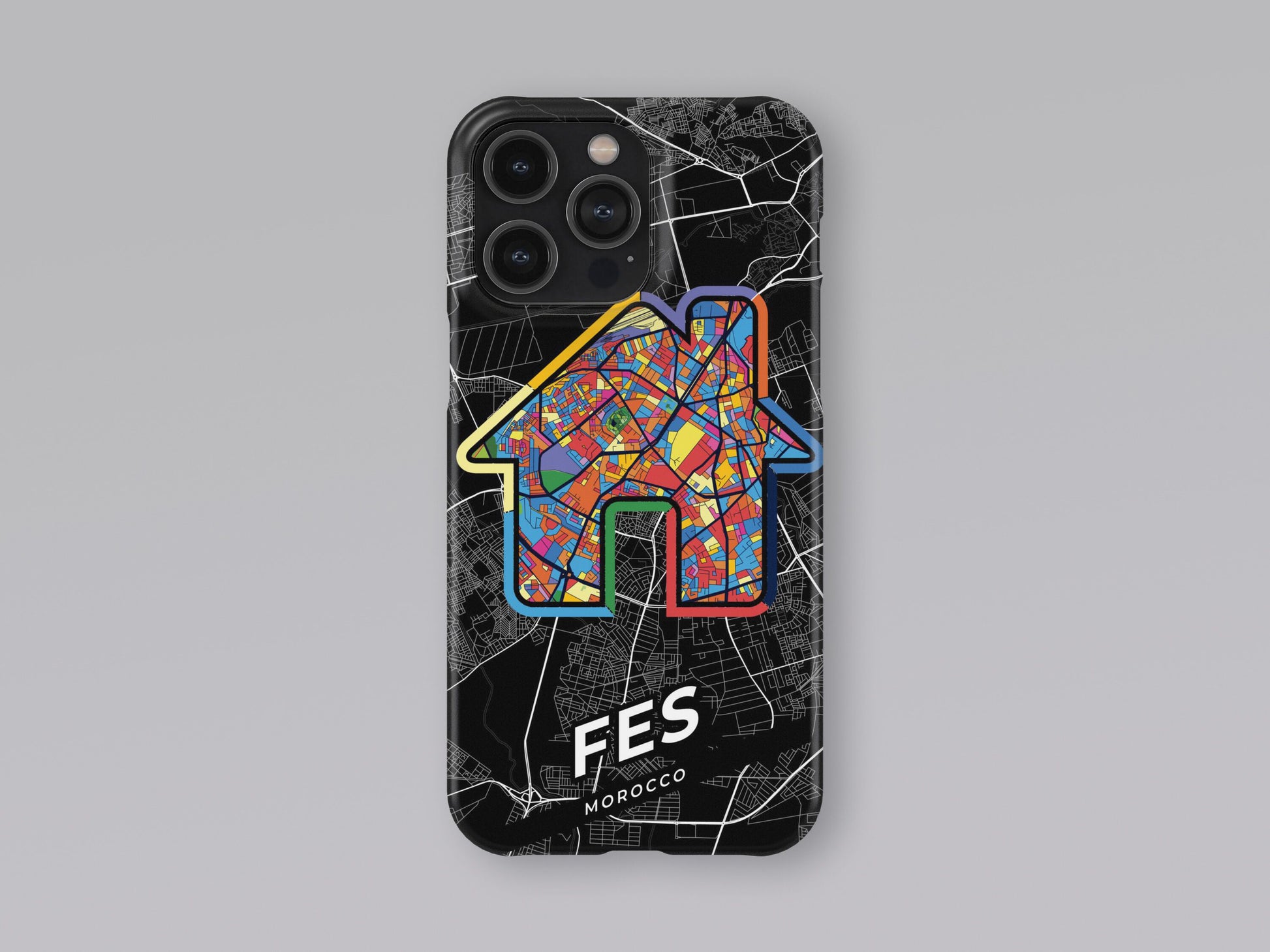 Fes Morocco slim phone case with colorful icon. Birthday, wedding or housewarming gift. Couple match cases. 3
