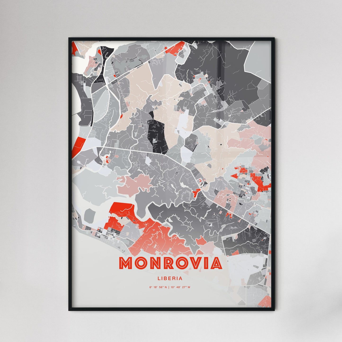 Colorful MONROVIA LIBERIA Fine Art Map Modern