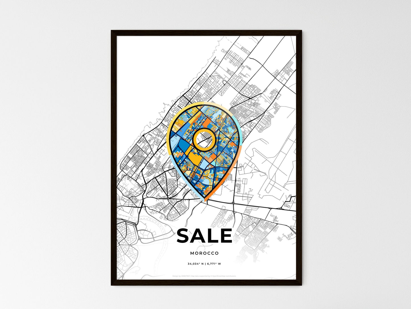 Sale Morocco wedding art map with pointer icon