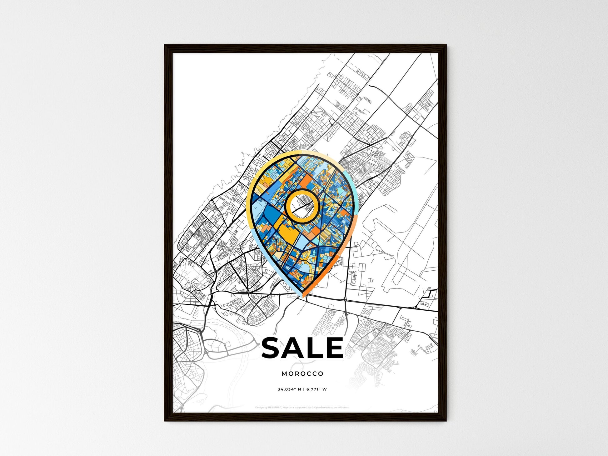 Sale Morocco wedding art map with pointer icon