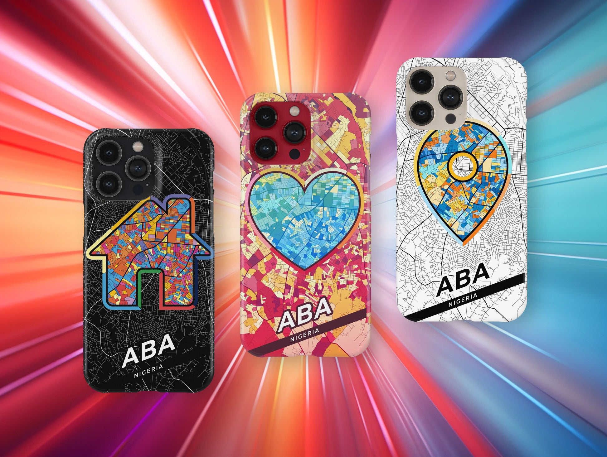 Aba Nigeria slim phone case with colorful icon. Birthday, wedding or housewarming gift. Couple match cases.